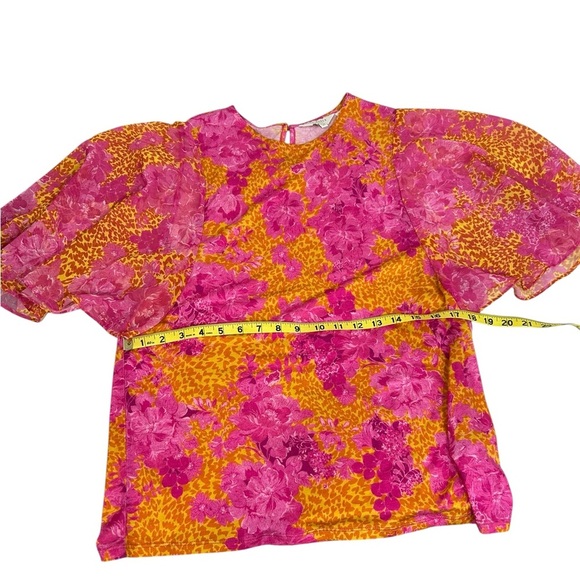 Ted Baker London Lilanya Metropolis Printed Top in Light Orange/Pink Size 4/6 - Picture 10 of 11